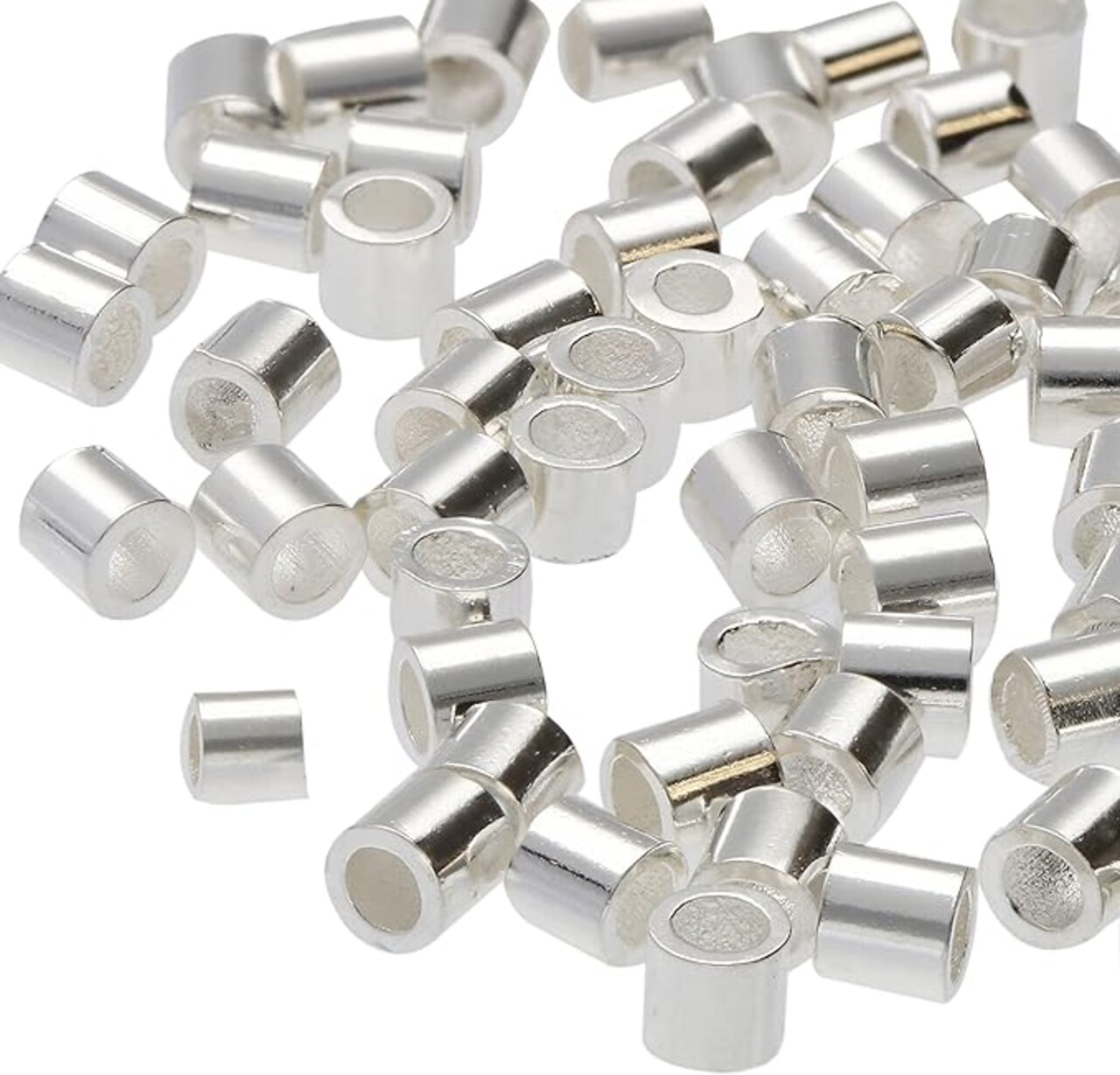 The Beadsmith Tube Crimp Beads, Gold Color, Uniform Cylindrical Shape, No Sharp Edges, Designed to Secure the Ends of Jewelry Stringing Wires and Cables
